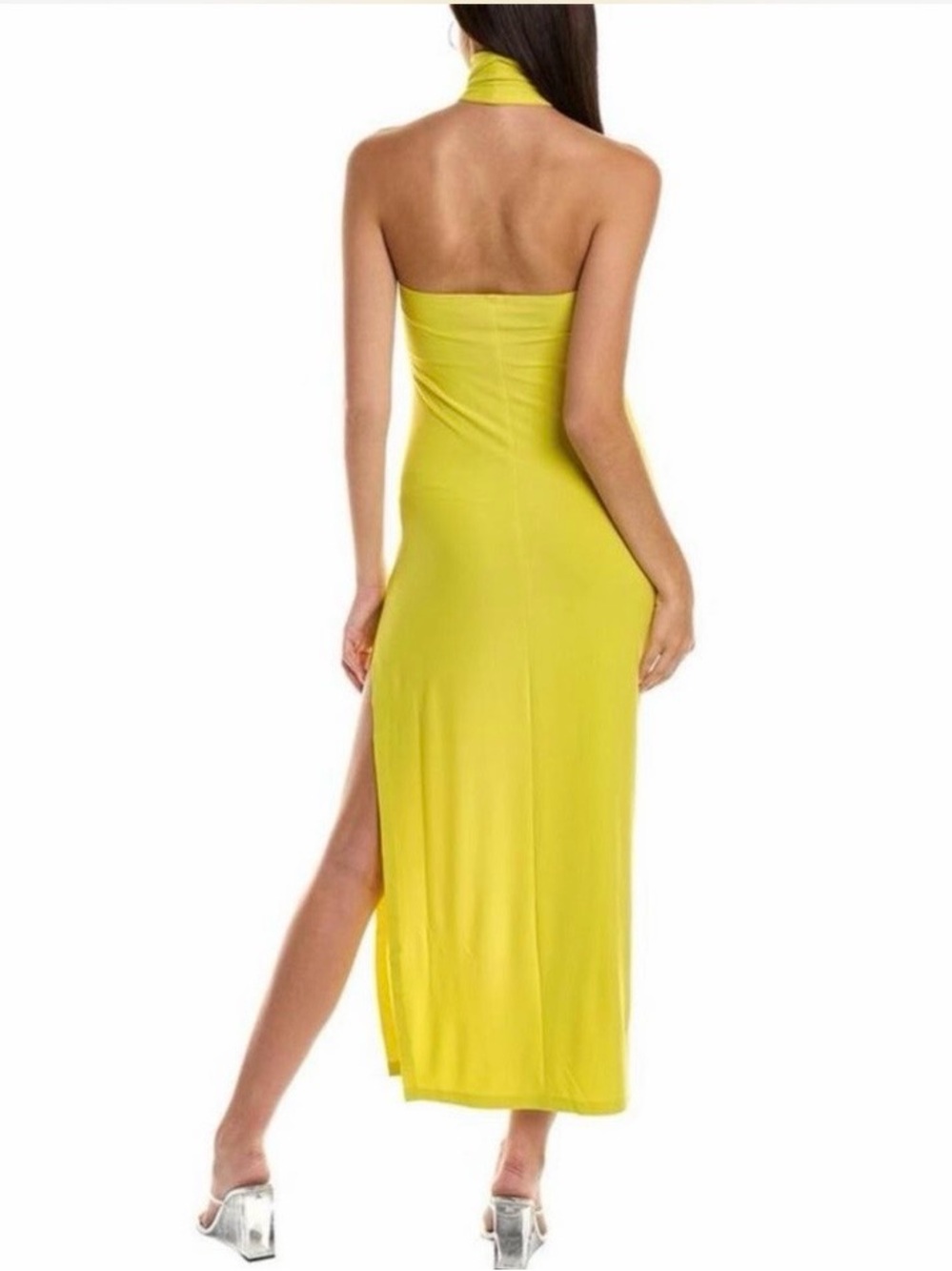 Norma Kamali halter turtle size slit gown in spring - Picture 2 of 8